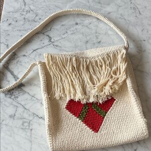 Handmade tote/laptop bag. Natural cotton with geometric pattern. Approx 13x14x2”